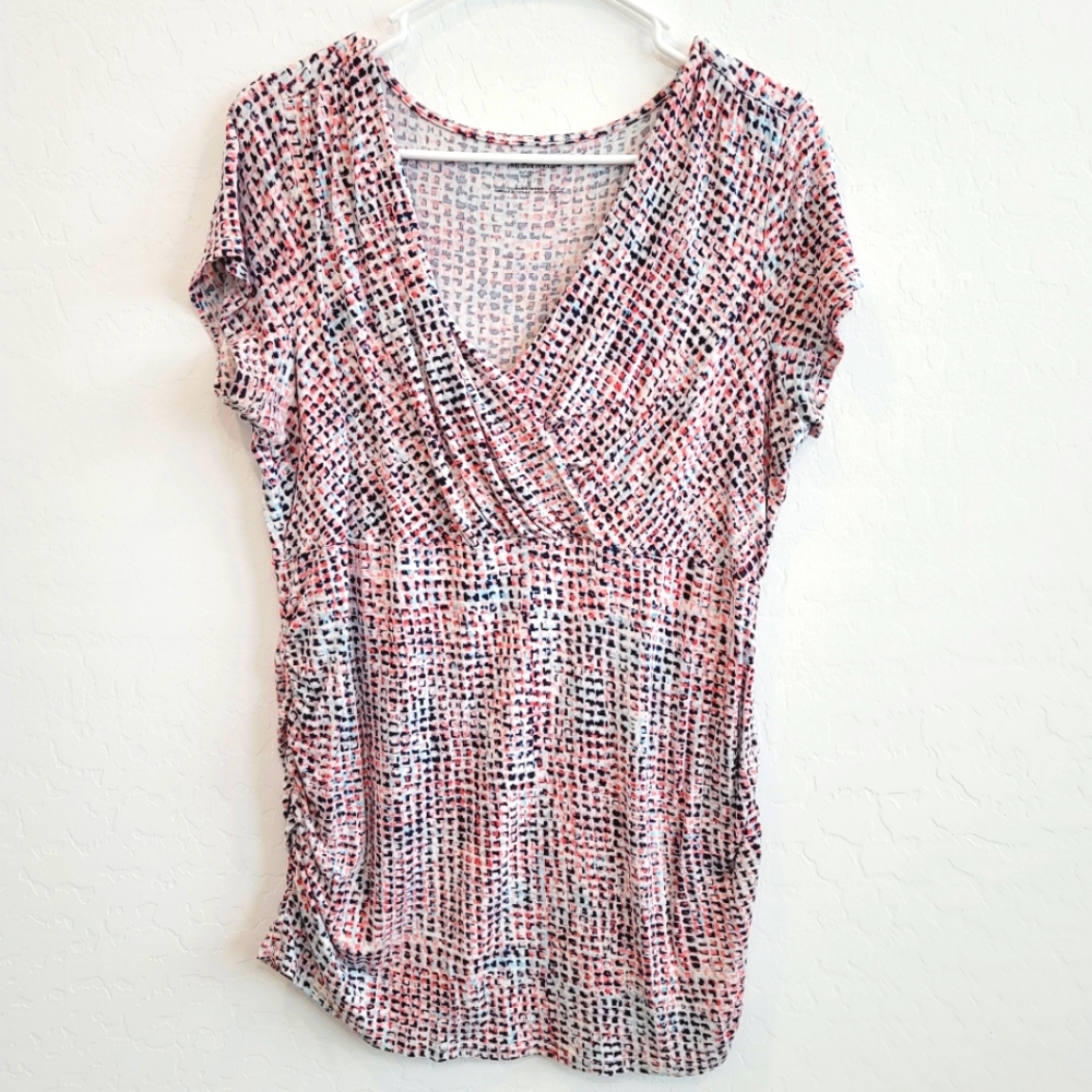 💕 Motherhood Maternity Multi-color V-Neck Top Women's Size Large Maternity